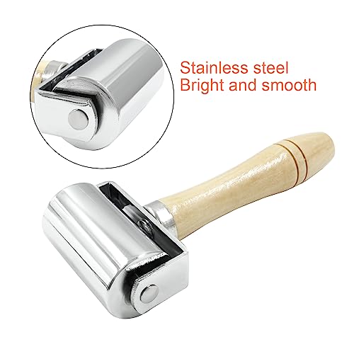 Litoexpe 2pcs Leather Edge Roller Set 26mm+60mm | Wooden Handle, for Leather Craft and DIY Projects - color: 2pcs, size: 26mm + 60mm