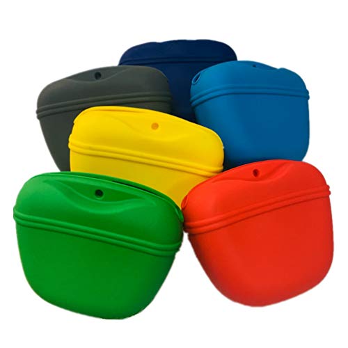 RoyalCare Silicone Dog Treat Pouch-Small Training Bag-Portable Dog Treat Bag for Leash with Magnetic Closure and Waist Clip[US Design Patent] - color: dark yellow