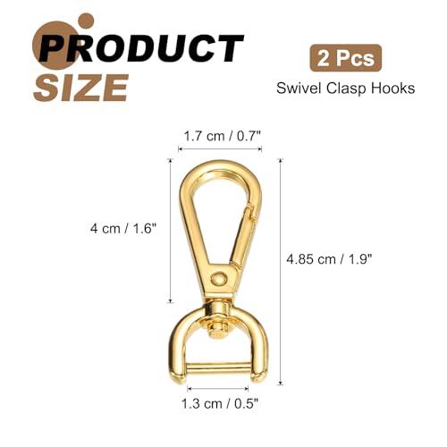 PATIKIL 0.5 Inch Swivel Clasp Hooks, 2 Pcs Detachable Snap Hook Swivel Lobster Claw Clasps with Screw Bar for Bag Strap Purse Lanyard DIY Craft Hardware, Gold - color: Gold
