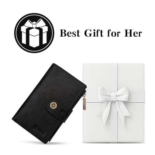 Full Real Leather Trifold Wallet for Women With RFID Blocking - color: a5-black