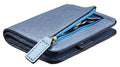 Toughergun Women’s Small Slim Leather Wallet with RFID Protection, Compact Bifold Mini Purse with Clear ID Window - color: CH Blue Gold