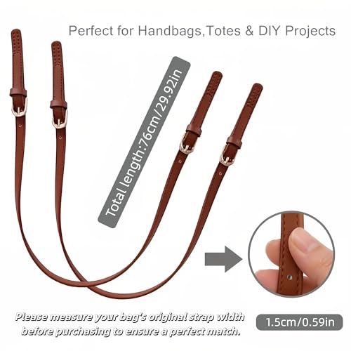XIMEO 2 Pack Adjustable PU Leather Replacement Purse Straps with Buckles | Adjustable Length, PU Leather Material, Metal Buckles, Handbag Repair and DIY Projects - color: Brown