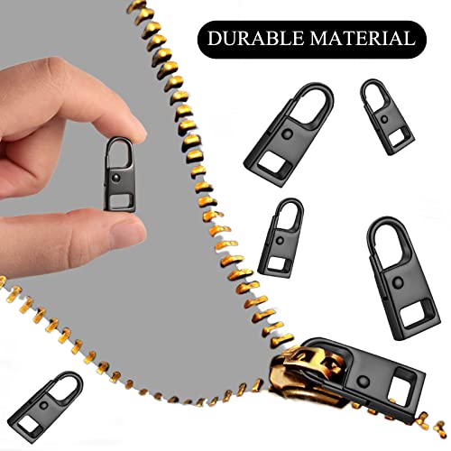 WILLBOND 8Pcs Zips,Black | Replacement Pull Tab for Luggage Backpack Jacket, Detachable Metal Slider, Universal Zipper Repair Kit, Fixer Handle - style: Black