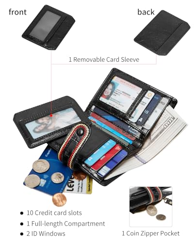 TFKGS Small Wallet for Women Vegan Leather RFID Blocking Bifold Compact Credit Card Holder with Zipper Coin Pocket Black - color: 3-Black