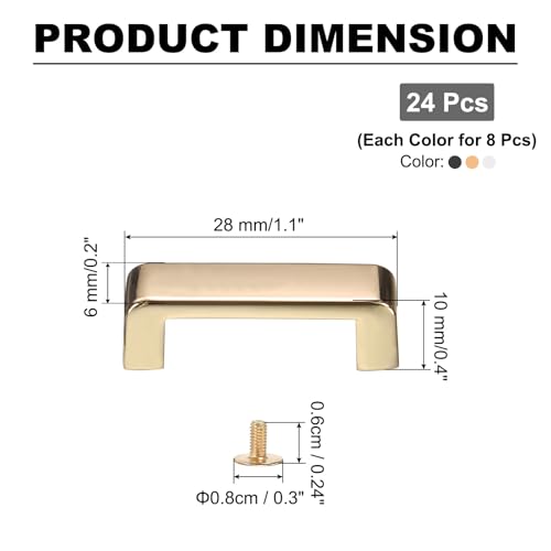 uxcell 12Pcs Metal D-Ring Connector Buckles, Alloy Right Angle Arch Bridge D-Ring Buckles Chain Strap Connector with Screws for Leather Crafts (Grey/Black/Light Gold, 1.1 x 0.2 Inch)