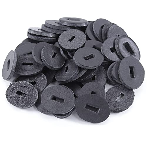 Cowhide Leather Handle Washers - Oval Shape - (1.30 x 1.00 x .125) - (Black) - USA Made - (for Knife Making & Hobby) - (50 Pack) - color: (Black)(50 Pack)