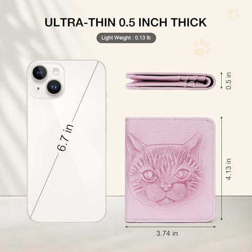 Small Wallet Women Slim RFID Leather Bifold Wallet Embossed Design | Compact design with ID window, card slots, and zipper coin pocket, ideal for daily travel, shopping, and gifts - color: 11-Light Pink