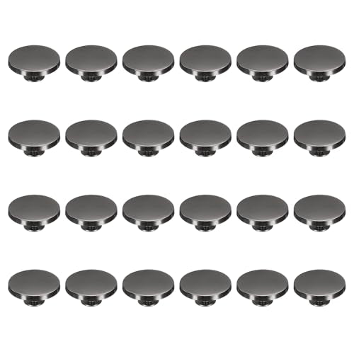 uxcell 24 Pcs Flat Head Button Stud 20mm Screw Back Rivets Stud Set Round Purse Feet Metal Studs Rivet Nailhead Buckle Button Rivet for DIY Leather Crafts Belt Strap, Black - color: Black, size: 20mm
