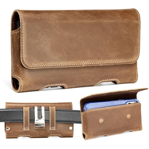 Gcepls Leather Phone Holster for iPhone SE, 8, 7, 6s - Premium Cowhide Leather Belt Holder Pouch with Magnetic Closure (Fits Otterbox Commuter Case) - color: Brown, size: Small (5.6x2.95x0.6”)