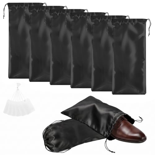 Q&J Fabric Co. 6 Pack Satin Dust Bag 17.7x7.9 inch Black 100% Polyester Silk Bag Purse Dust Bag Shoe Bags for Closet Purse Protector Bag Dust Covers for Purses - color: Black, size: 17.7"x7.9"