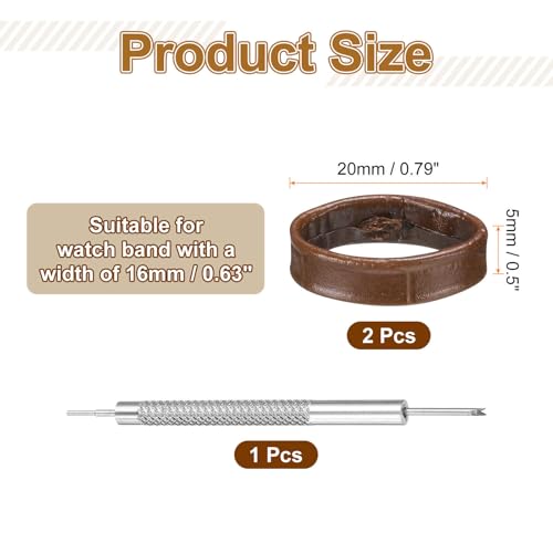 HARFINGTON Leather Watch Band Loops Replacement Watch Band Keeper Watch Strap Holder Retainer Wristwatch Strap Fastener Rings - color: Brown, size: 16mm