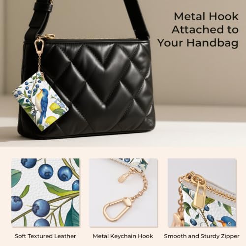 Bird Keychain Coin Purse for Women, Small Change Pouch Key Chain | Zipper Purse, Little Tiny Zip Pocket, PU Leather, Travel Wallet for Girls, Cute Coin Holder, Key Ring, Ladies Women Gifts - color: Hummingbird