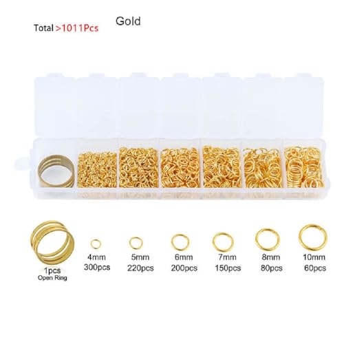 1010Pcs Ring Buckles Fittings for DIY Handmade Craft, Jewelry Making Supplies O-Ring Tone for Bags Belts Craft DIY Accessories Making Purse/Belt Straps/Chain/Bracelet Trinket (Gold) - color: Gold