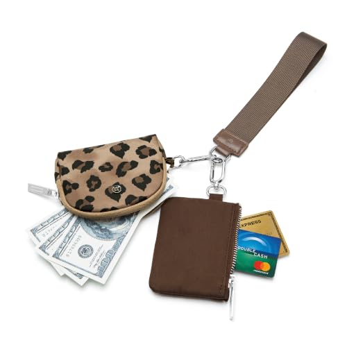 Mum's Memory Mini Zip Around Wristlet Wallets for Women -KeyChain Wallet with Detachable Dual Pouch Wristlet -Key Chain Coin Purse Small Wallets - color: Camouflage Leopard Print