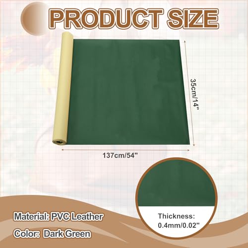 MECCANIXITY Leather Repair Patch 14"x54" Self-Adhesive Leather Vinyl Repair Tape Kit for Furniture Couches Sofa Chair Car Boat Seats Jackets, Dark Green - color: Dark Green