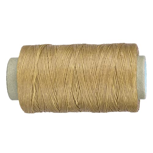 Hand Stitching Cord, 150D/1mm Polyester Flat Waxed Cord 820.2ft Leather Sewing Waxed Thread Handmade Flat Sewing Stitching Cord for Leather Projects(Khaki) - color: Khaki