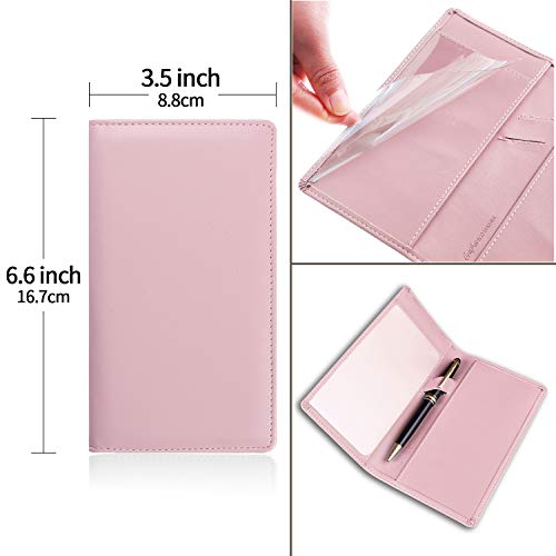 Leather Checkbook Cover for Men Women RFID Blocking by GNEGNI - color: Pink