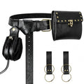 Renaissance Belt Pouch Medieval Pirate Costume Accessories Set for Cosplay | Viking Faux Leather Waist Bag, Skirt Hike Clips, Perfect for Women and Men Ren Faire, LARP, Fantasy, Halloween - color: Black-D