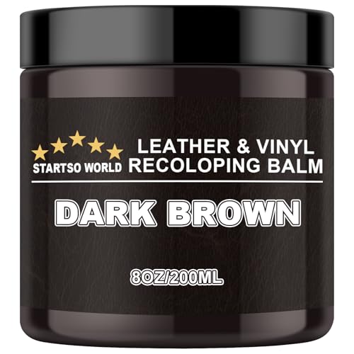 STARTSO WORLD Leather Recoloring Balm, Dark Brown Leather Repair Kit for Furniture, Leather Dye, Leather Color Restorer for Couches, Leather Couch Paint | Repair, Restore Faded & Scratched Leather - color: Dark Brown, size: Leather Recoloring Balm