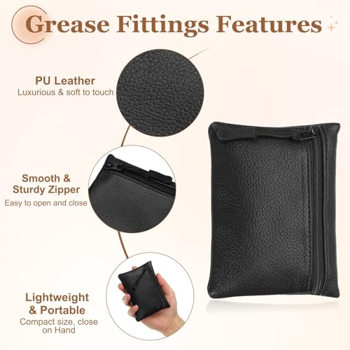 Full Grain Leather Coin Purse, Small Coin Purse with Zipper Portable Card Holder, 4.7in & Black & PU Leather -Fitting for (Change Purse Credit Card Key Keychain Pouch Wallet) - color: Black
