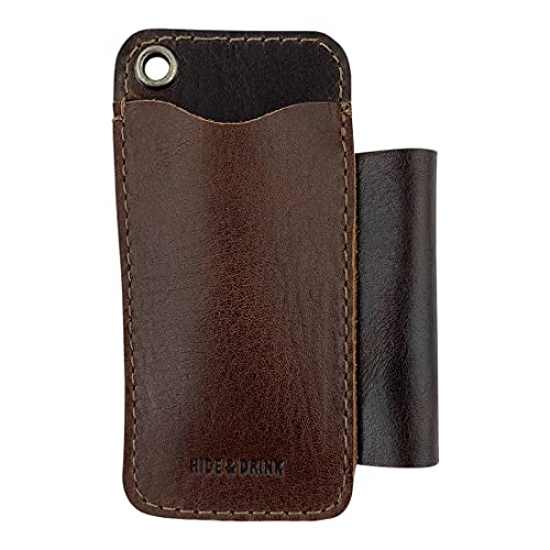 Hide & Drink, Tool Pocket Handmade from Full Grain Leather - Durable Accessory for Carrying Small Tools with Easy Attachment - Great for Screwdrivers, Multi-Tool, Flashlight and More - Bourbon Brown