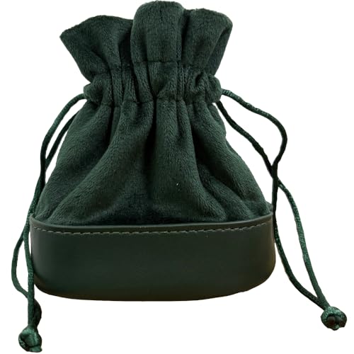 2pcs Velvet Drawstring Pouches PU Leather Bottom Gift Bags for Jewelry,Ring,Earrings,Earphone,Wedding Favors, Party Favors,4" X 4.3" (green+green) - color: green+green