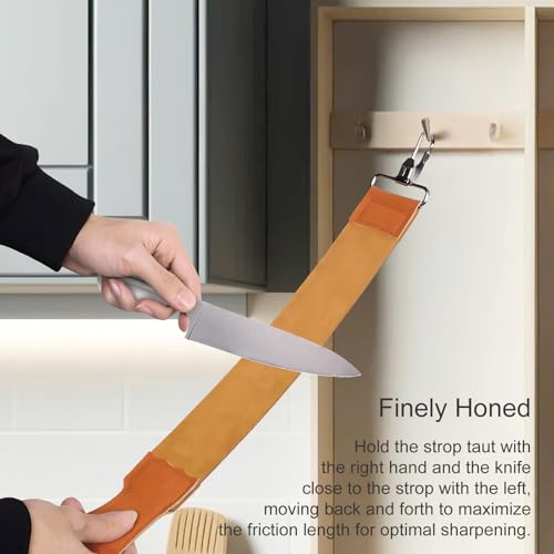 Straight Razor Strop, Leather Sharpening Strap for Barber Use, Brown, J5036