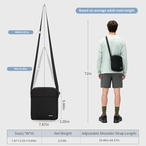 OSOCE Messenger Bag Crossbody Shoulder Bag for Men | Multi-Pocket, Adjustable Shoulder Strap, Lightweight, Suitable for Travel Hiking Commuting Outdoor - size: Large