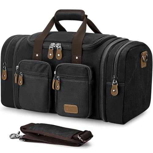 Gonex Duffle Bag for Travel, Expandable 60L Overnight Weekender Gym Bag | Water-Resistant Canvas, Wet-Dry Pocket, Luggage Sleeve, Carry-On Size, Detachable Strap, Dark Grey - color: Dark Grey, size: X-Large-60l
