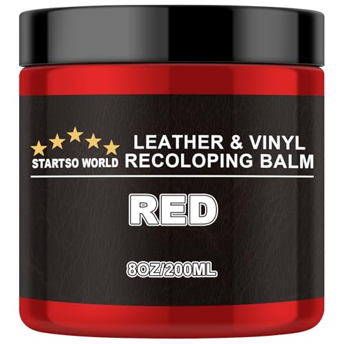 STARTSO WORLD Leather Recoloring Balm, Red Leather Repair Kit for Furniture, Leather Dye, Leather Color Restorer for Couches, Leather Couch Paint | Repair, Restore & Renew Old, Faded Leather - color: Red, size: Leather Recoloring Balm