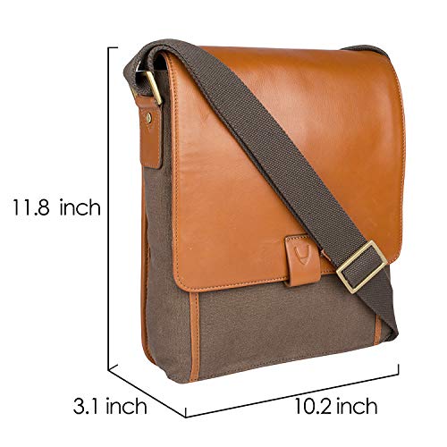 Hidesign Aiden Genuine Leather Medium Crossbody Men/Women Shoulder Messenger Bag/Travel Bag / 10.5" iPad Bag, Tan - color: Light Tan