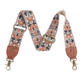 Purse Strap Replacement Crossbody Adjustable Bag Strap Retro Jacquard Embroidery Wide Shoulder Strap for Women Handbags - color: Navy Brown Flowers