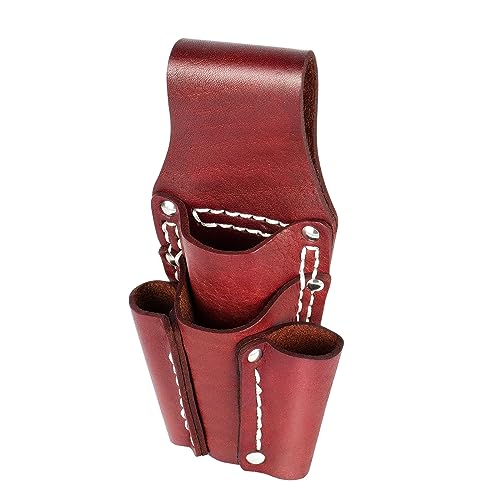 Leather Tool Pouch, Leather Electrician Tool Pouch with 4 Pockets, Heavy Duty and Durable, for Any Electrician/Welders, Carpenters, Car Repairers, Brown