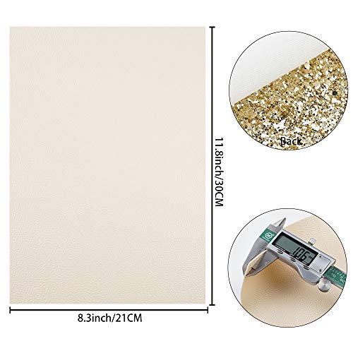 Litchi 6 Pack 8x12 Inch Faux Leather Sheets for Bow Earring, Easy to Cut Vinyl Fabric for Cricut, Durable Fade Resistant Leatherette Without Smell, Light Gold - color: Gold