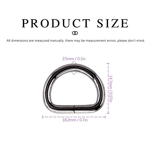 Swpeet 150Pcs 1/2 Inch - 13mm Gun-Black Multi-Purpose Metal D Ring Semi-Circular D Ring for Hardware Bags Ring Hand DIY Accessories (Gun-Black, 1/2 Inch) - color: Gun-black, size: 1/2 inch