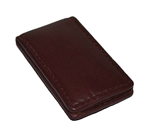 Men's New Leather Strong Magnetic Money Clip (Cherry) - color: Cherry
