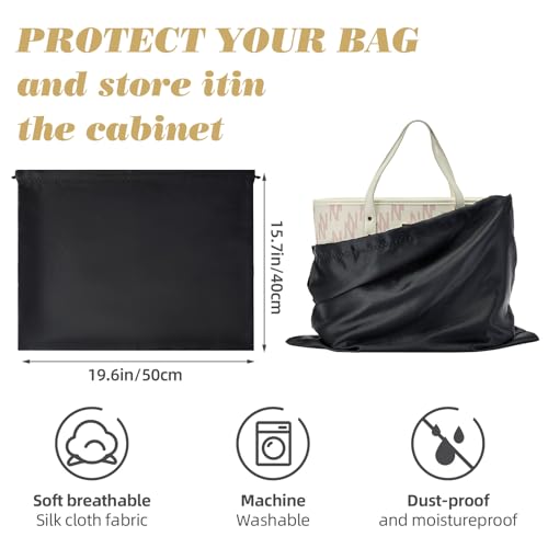 12 Pack Dust Bags for Handbags Travel Storage Pouch Silk Cloth Bag - color: B-Black, size: 19.6x15.7in