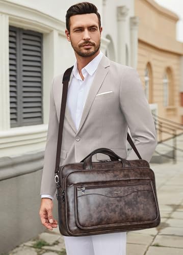 Shrrie Vegan Leather Laptop Bag 17 to 17.3 Inch for Men and Women - color: Coffee