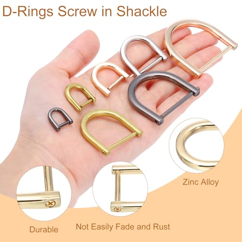 PATIKIL D-Rings Screw in Shackle, Horseshoe U Shape D Ring Zinc Alloy - color: Light Gold, size: 3/8"
