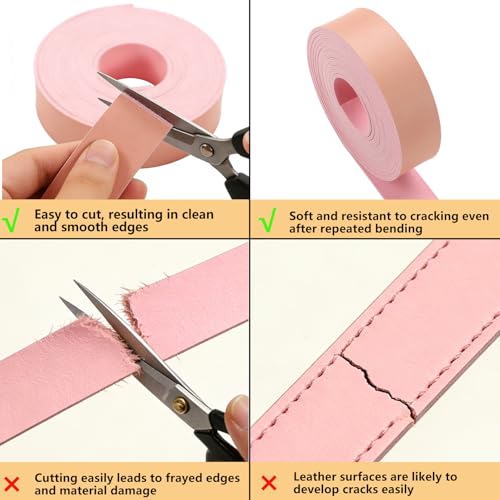 Picheng Flat Faux Leather Strap: 1 Inch Wide Soft Pink Leather Strips - color: Pink