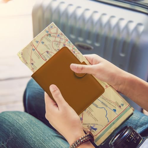 HOTCOOL Passport Holder Travel Essentials Airplane & Cruise Essentials Ship Leather Wallet Cover Case RFID Blocking Women & Men Vacation Travel Accessories Gifts Deals, Litchi - Brown - color: A Litchi Brown