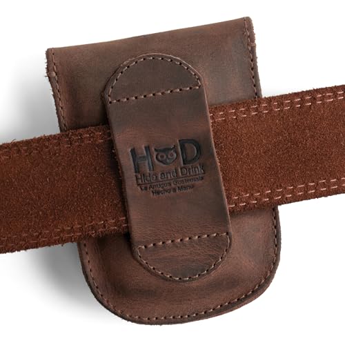 Hide & Drink, Holster Pouch, Durable EDC Waist Bag for Coins, Pocket Wallet, Headphones, Personal Items, Conveniently Attaches to Belt, Full Grain Leather, Handmade - color: Bourbon Brown