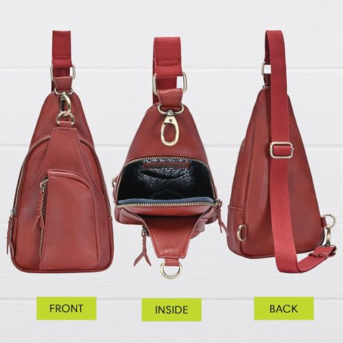 Antik Kraft Tasha Crossbody Sling | Vegan Leather Crossbody Bag for Women with 16-20" Strap | Sling Bags for Women - color: Cognac