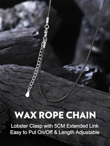Bandmax Men Leather Necklace, Adjustable Wax String for Pendant, 16-30 Inch | 1.5/2/3MM Width, Versatile Round Braided Cord with Lobster Clasp, Waterproof Rope Links Extender Jewelry with Gift Box