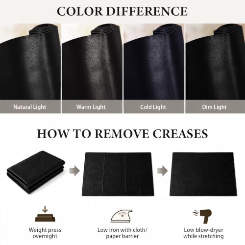 Faux Leather 1.00mm Upholstery Fabric by the Yard 12 Yard Black | Semi-PU Waterproof Marine Vinyl, Soft Thick 2-way Stretch Leather Sheet for Sofa Wallet Cushion Craft Sewing Projects - color: Black, size: 12 Yard
