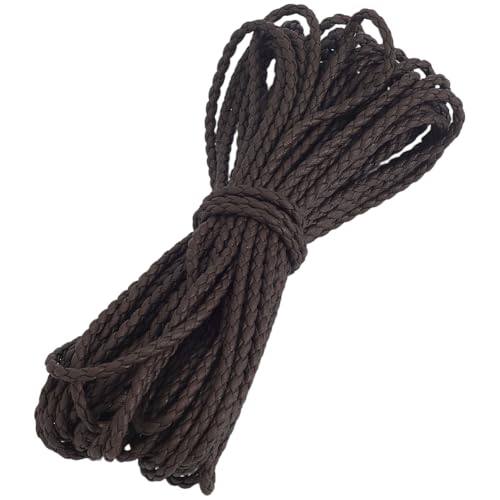 GORGECRAFT 10m x 4mm PU Braided Leather Cords Round Leather Strings Coconut Brown Bolo Tie Necklace Cords Leatherette Rope Braiding Strips Beading Threads for DIY Crafts Bracelet Jewelry Making - color: Coconut Brown, size: 4mm*10m