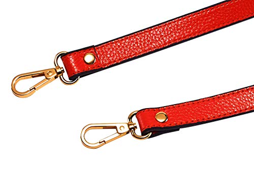 VanEnjoy Full Grain Leather Replacement Strap Shoulder Bag Purse, 0.98 inch Width Gold Hardware (Red) - color: Red, size: 26 inches