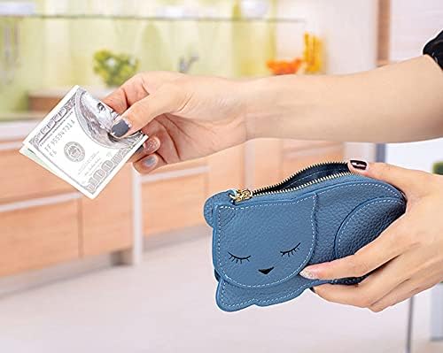 Crab Coin Purse Keychain Bag - Cat Change Pouch Small Cute Wallet Charms - color: C-blue