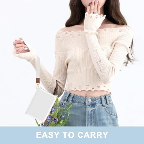 Credit Card Holder, Small RFID Wallet Slim Leather Card Organizer Case - color: A-White, size: Wrist Strap