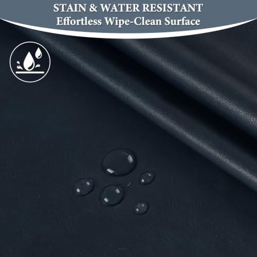 Faux Leather 1.00mm Upholstery Fabric by the Yard 12 Yard Navy Blue | Semi-PU Waterproof Marine Vinyl, Soft Thick 2-way Stretch Leather Sheet for Sofa Wallet Cushion Craft Sewing Projects - color: Navy Blue, size: 12 Yard